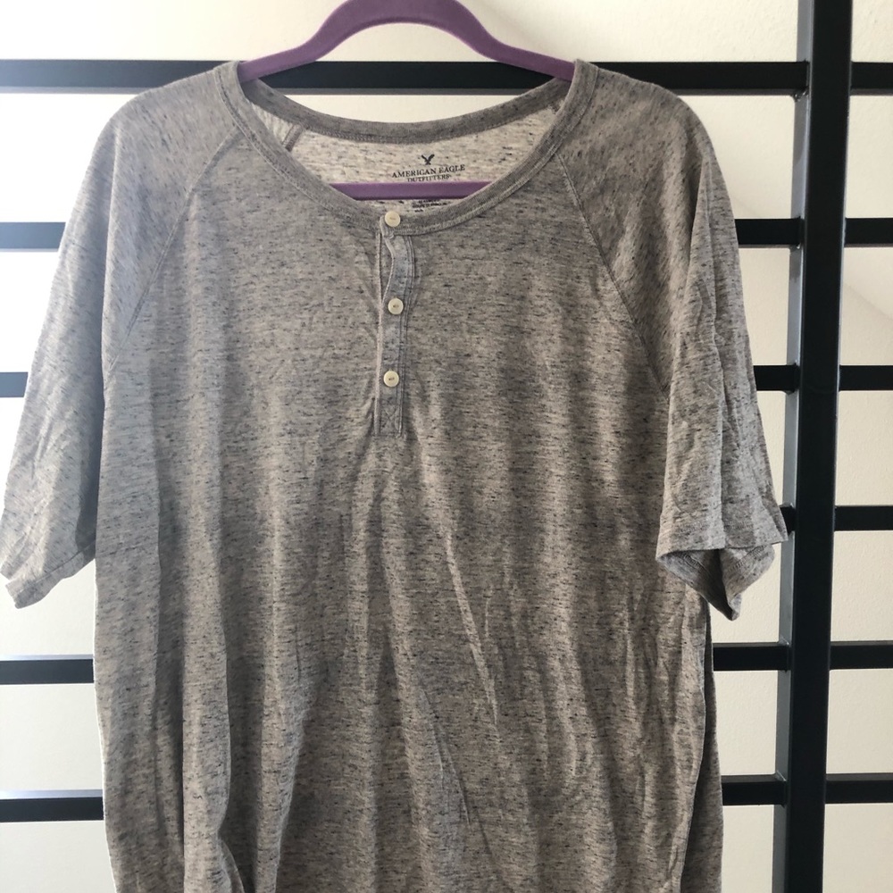 American Eagle Grey Seriously Soft 3 button shirt